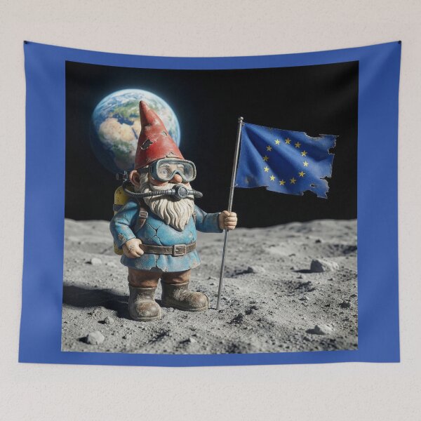 Artikelvorschau, Gartenzwergpflanzen, EU-Flagge auf dem Mond entworfen und verkauft von Tridentulus.