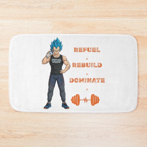 Item preview, Refuel Rebuild Dominate – Anime Gym Motivation Bodybuilding Workout Design designed and sold by Inner Flame Studio.