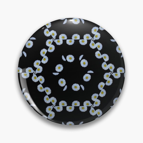 Artikelvorschau, Geometrisches Gänseblümchenmuster auf Schwarz – Modernes Blumendesign entworfen und verkauft von SilentBloomLab.