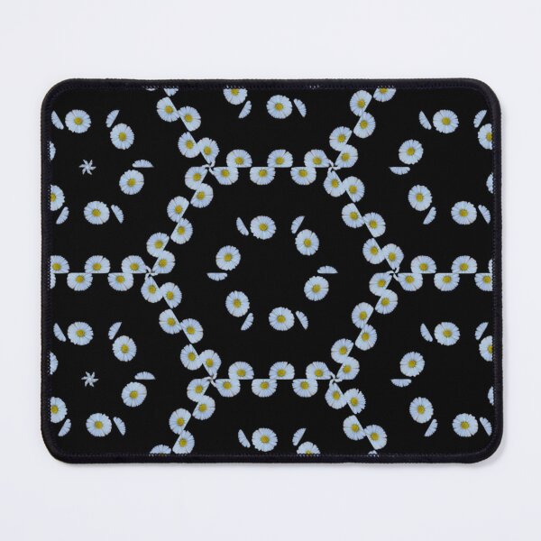 Item preview, Geometric Daisy Pattern on Black -- Modern Floral Design designed and sold by SilentBloomLab.