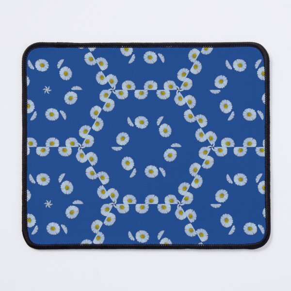 Item preview, Daisy Geometric Pattern on Blue - Modern Floral Design designed and sold by SilentBloomLab.