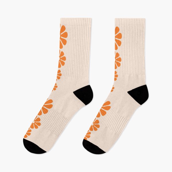 Item preview, 1960's Bold Retro Mod Flowers in Orange and Cream designed and sold by MellowCat.