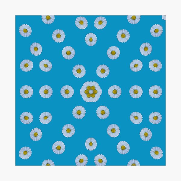 Item preview, Daisy Floral Pattern on Blue - Fresh Botanical Aesthetic designed and sold by SilentBloomLab.