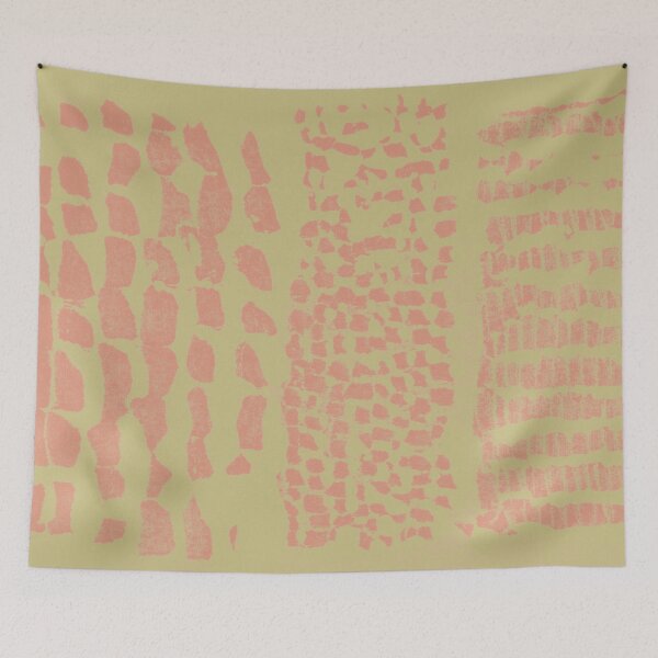 Item preview, Three Grains Textured Monoprint - Gold + Coral designed and sold by Irene Estelle.