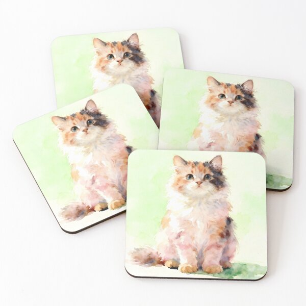 Item preview, Watercolor Calico Kitteh designed and sold by Shelley Loewnau-Jones Studio.