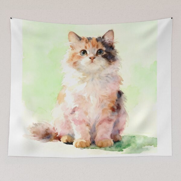 Item preview, Watercolor Calico Kitteh designed and sold by Shelley Loewnau-Jones Studio.