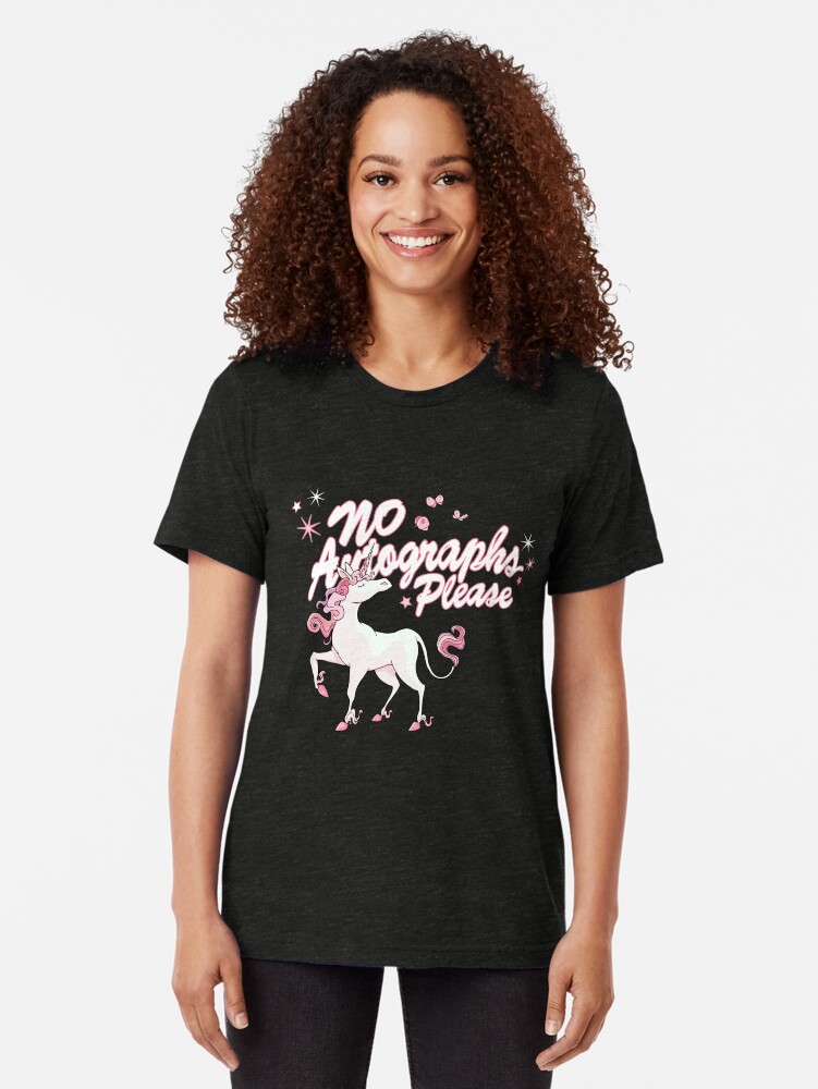 Alternate view of Unicorn says: no autographs please Tri-blend T-Shirt