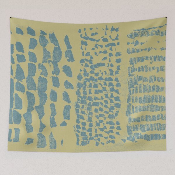 Item preview, Three Grains Textured Monoprint - Gold + Peacock designed and sold by Irene Estelle.