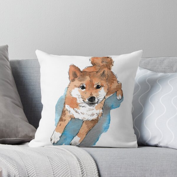 Item preview, Playful Shiba Inu Lying Down Watercolor Dog Illustration designed and sold by Cjartgallery.
