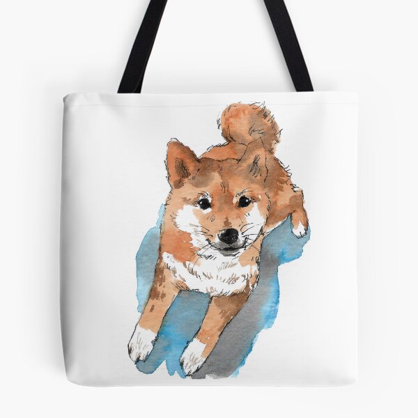 Item preview, Playful Shiba Inu Lying Down Watercolor Dog Illustration designed and sold by Cjartgallery.