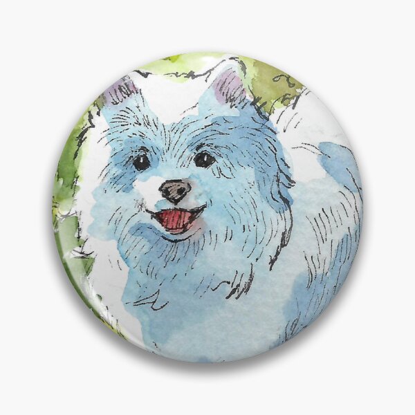 Item preview, Fluffy White Dog in Spring Garden Watercolor Pomeranian Art designed and sold by Cjartgallery.