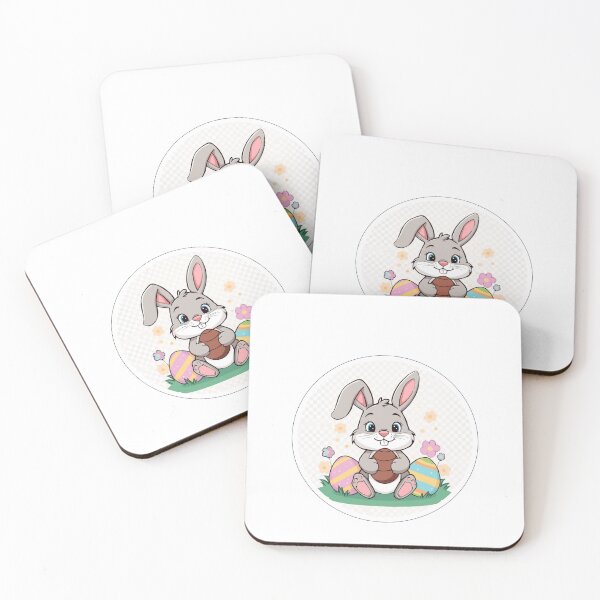 Item preview, Cute Easter Bunny Holding Chocolate Egg with Flowers designed and sold by Crazyegg01.
