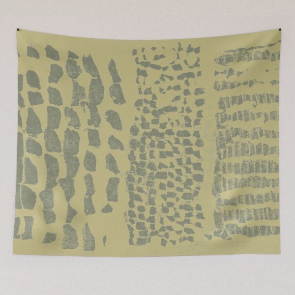 Item preview, Three Grains Textured Monoprint - Gold + Sage designed and sold by Irene Estelle.
