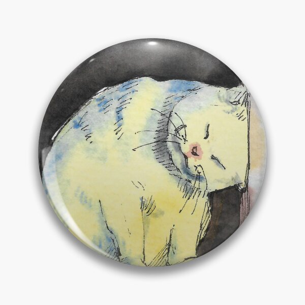 Item preview, Sleepy Fluffy Cat Sitting Upright Watercolor Art designed and sold by Cjartgallery.