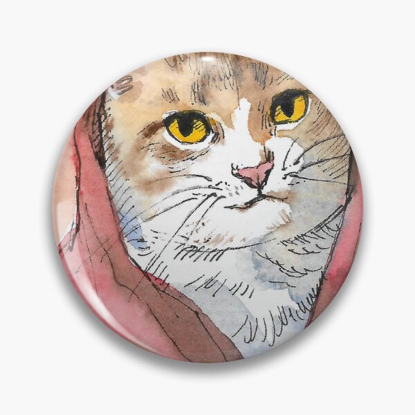 Item preview, Cute Babushka Cat in Red Headscarf Watercolor designed and sold by Cjartgallery.