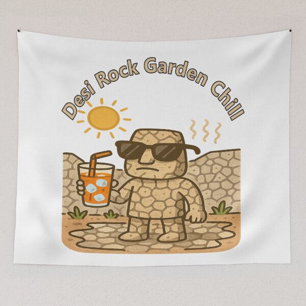 Item preview, Desi Rock Garden Chill | Funny Indian Summer Heat Humor Cool Stone Character  designed and sold by Globalcitytees.