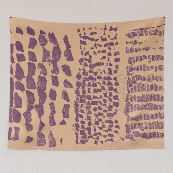 Item preview, Three Grains Textured Monoprint - Melon + Beet designed and sold by Irene Estelle.