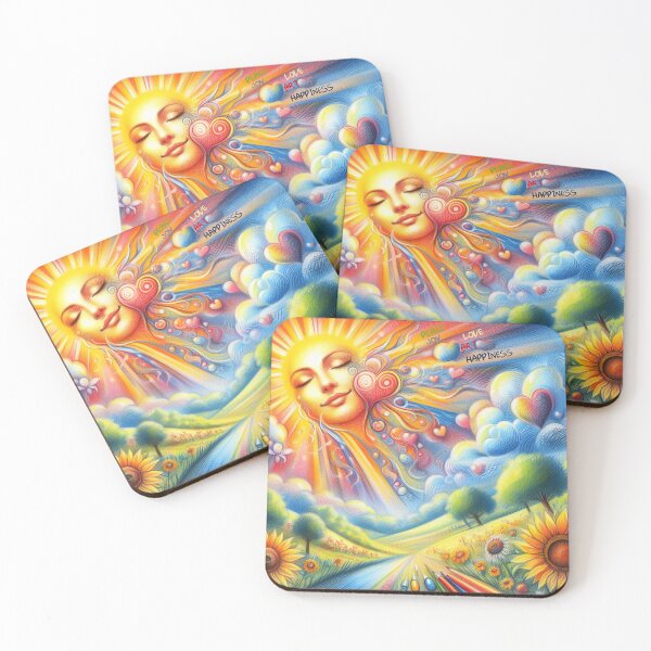 Item preview, Peace Love Joy Happiness Art – Psychedelic Sun and Nature Illustration – Positive Energy Colorful Design designed and sold by DiamondSkyShirt.