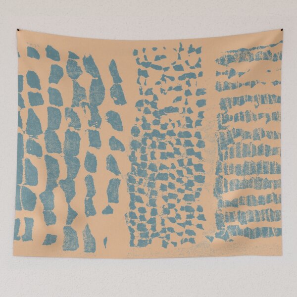 Item preview, Three Grains Textured Monoprint - Melon + Peacock designed and sold by Irene Estelle.
