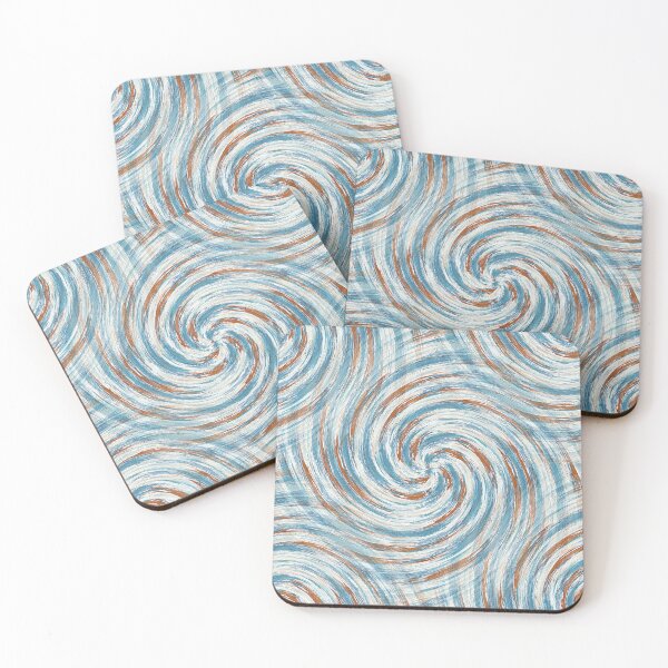 Item preview, Retro Spiral Pattern in Blue and Brown on White designed and sold by Artistestella.