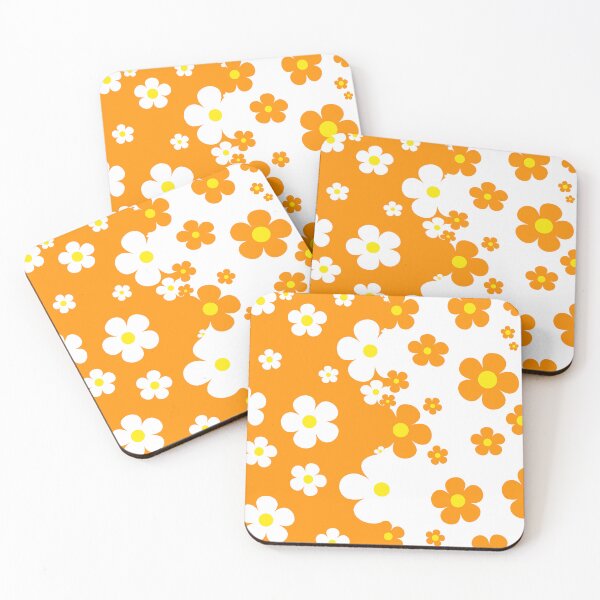 Item preview, 60's Retro Pop Small Flowers in Orange and White designed and sold by MellowCat.