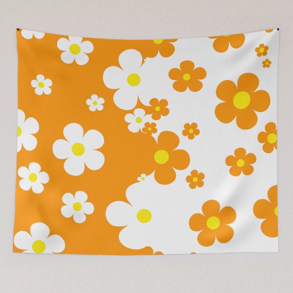Item preview, 60's Retro Pop Small Flowers in Orange and White designed and sold by MellowCat.