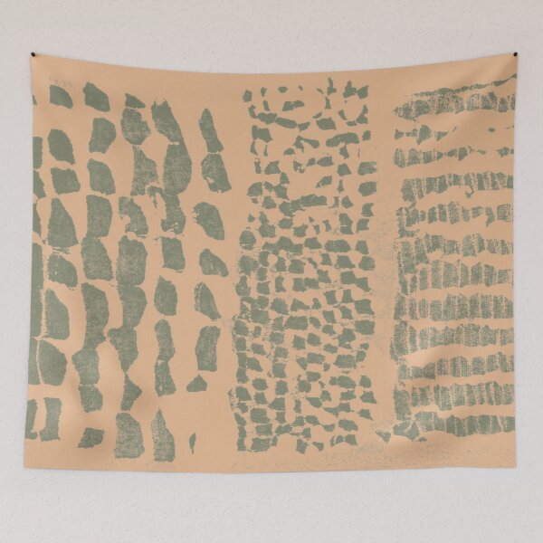 Item preview, Three Grains Textured Monoprint - Melon + Sage designed and sold by Irene Estelle.