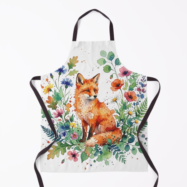 Item preview, Fox Among Wildflowers - Watercolor Forest Animal Illustration designed and sold by WowDezign.