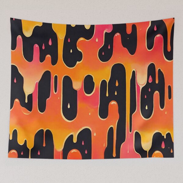 Item preview, Vibrant Orange Black Dripping Paint Pattern designed and sold by Vileprint.