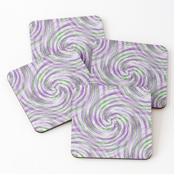 Item preview, Retro Spiral Pattern in Mauve and Green on White designed and sold by Artistestella.