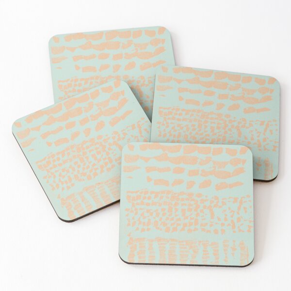 Item preview, Three Grains Textured Monoprint - Mint + Melon designed and sold by Irene Estelle.