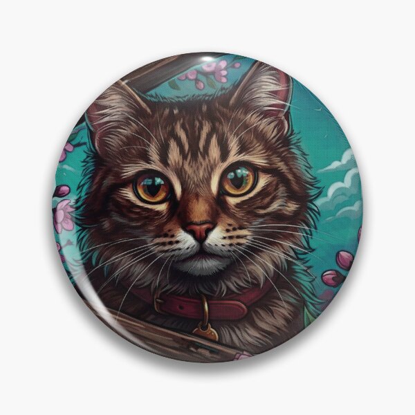 Item preview, Sakura Tabby Cat in Cherry Blossom Tree Art - Halftone Anime Illustration designed and sold by AmaWearDesign.