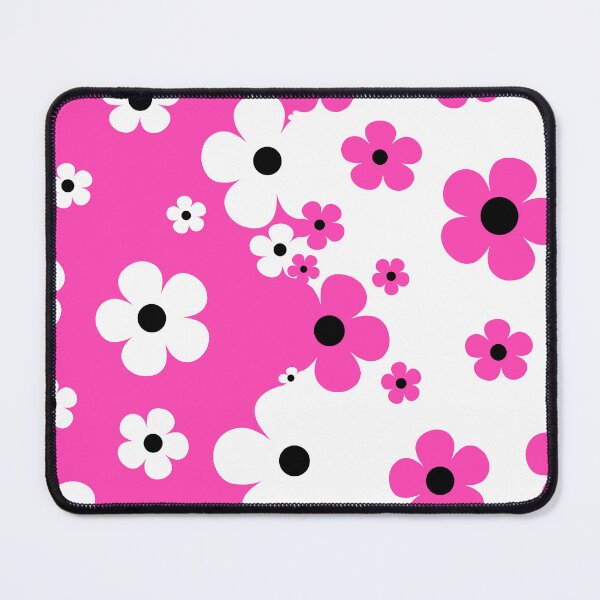 Item preview, 60's Retro Pop Small Flowers in Hot Pink and White, Black designed and sold by MellowCat.