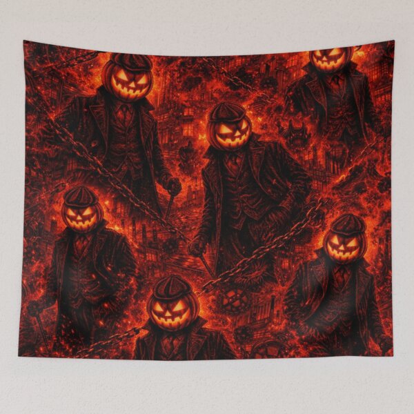 Item preview, Headless Horseman Industrial Inferno – Dark Gothic Halloween Art designed and sold by TheHorsemanRidesAgain.