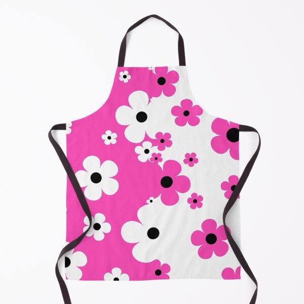 Item preview, 60's Retro Pop Small Flowers in Hot Pink and White, Black designed and sold by MellowCat.