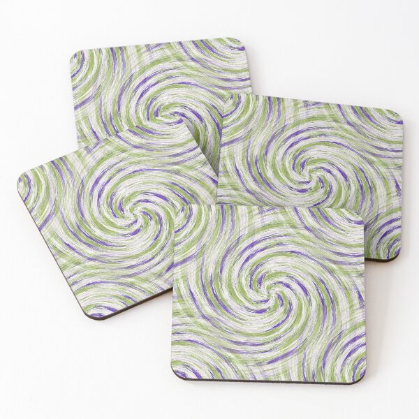 Item preview, Retro Spiral Pattern in Green and purple on White designed and sold by Artistestella.