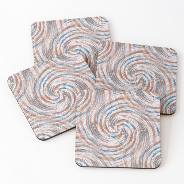 Item preview, Retro Spiral Pattern in Brown and Teal on White designed and sold by Artistestella.