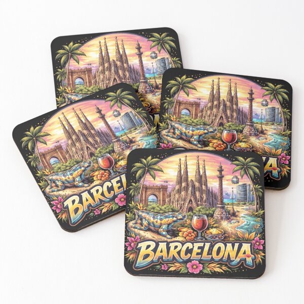 Item preview, Barcelona Landmarks Sunset Travel Art designed and sold by HntGaming.