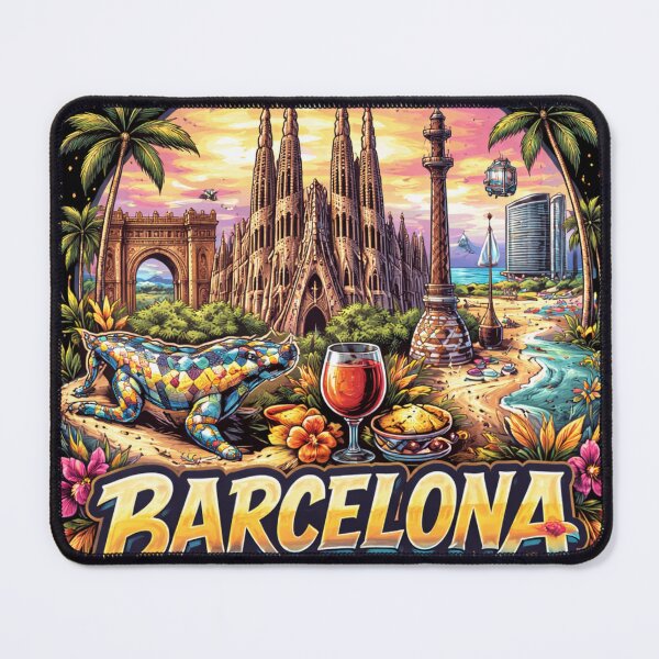 Item preview, Barcelona Landmarks Sunset Travel Art designed and sold by HntGaming.