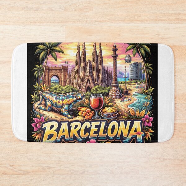 Item preview, Barcelona Landmarks Sunset Travel Art designed and sold by HntGaming.