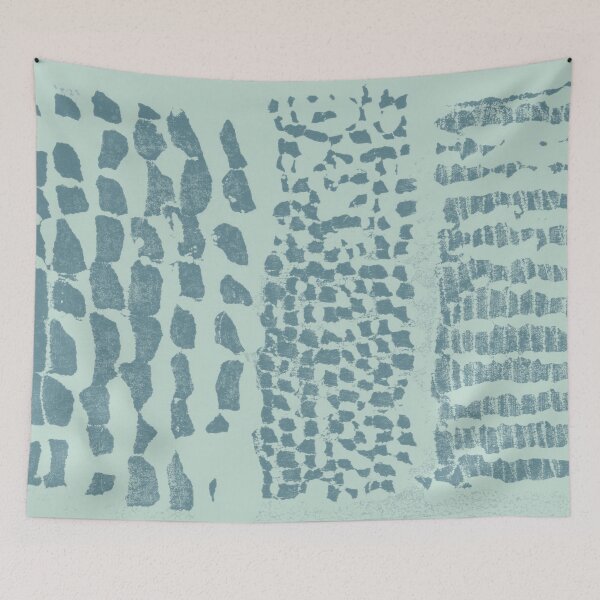 Item preview, Three Grains Textured Monoprint - Mint + Peacock designed and sold by Irene Estelle.