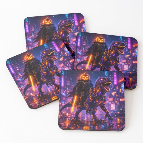 Item preview, Headless Horseman Neon Night Ride – Cyberpunk Halloween Art designed and sold by TheHorsemanRidesAgain.