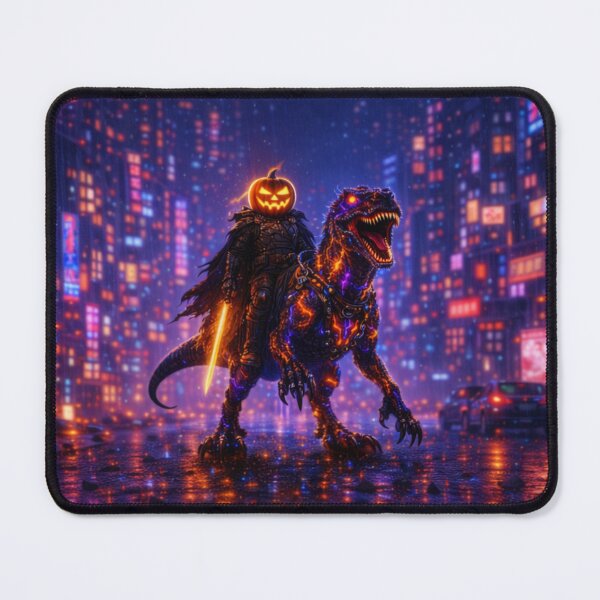 Item preview, Headless Horseman Neon Night Ride – Cyberpunk Halloween Art designed and sold by TheHorsemanRidesAgain.