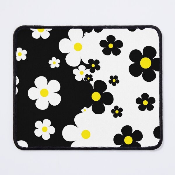 Item preview, 60's Retro Pop Small Flowers in Black, White and Yellow designed and sold by MellowCat.