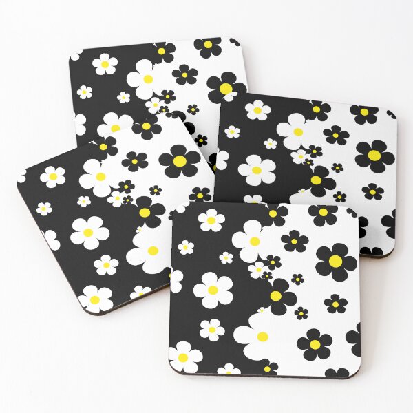 Item preview, 60's Retro Pop Small Flowers in Black, White and Yellow designed and sold by MellowCat.