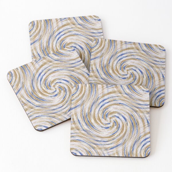 Item preview, Retro Spiral Pattern in Beige and Blue on White designed and sold by Artistestella.
