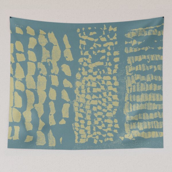Item preview, Three Grains Textured Monoprint - Peacock + Gold designed and sold by Irene Estelle.