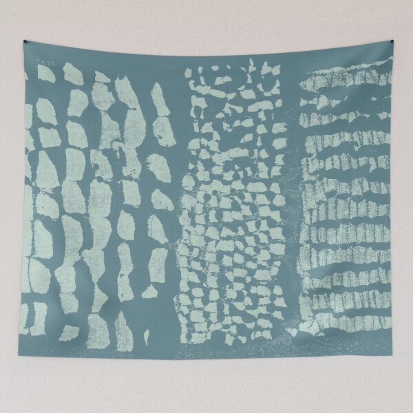 Item preview, Three Grains Textured Monoprint - Peacock + Mint designed and sold by Irene Estelle.