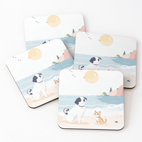 Item preview, Happy Kawaii Dog and Cat Under Sun designed and sold by BestChoiceService.