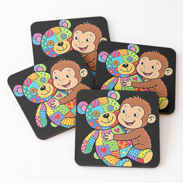 Item preview, Cute Monkey Hugging Colorful Patchwork Teddy Bear designed and sold by graphixpolash.